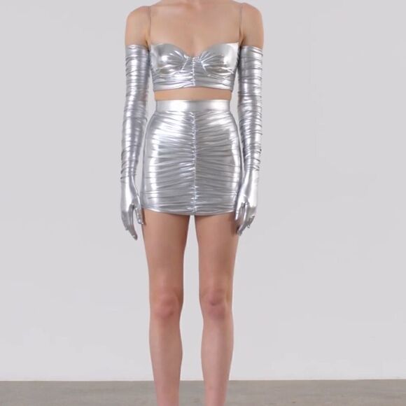 Alex Perry Bauer Ruched Bralette Silver - Picture 4 of 6